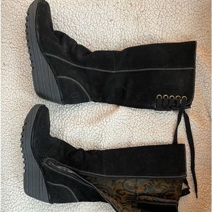 FLY of London Black Suede boots with lace-up detail on back